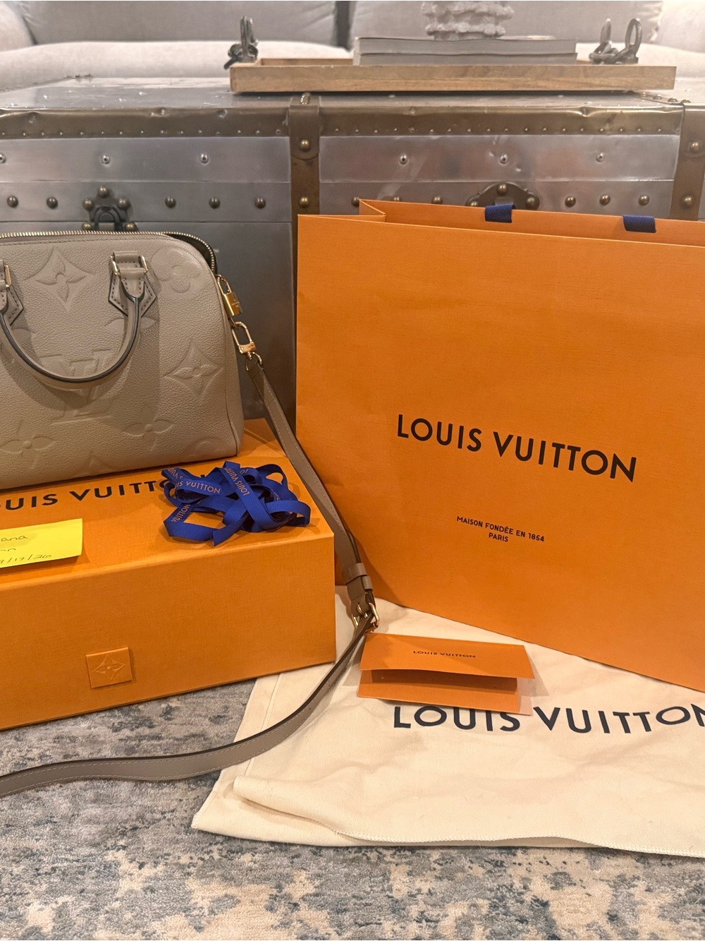 Louis Vuitton Turtle Dove Speedy 25 Monogram Embossed Leather Crossbody